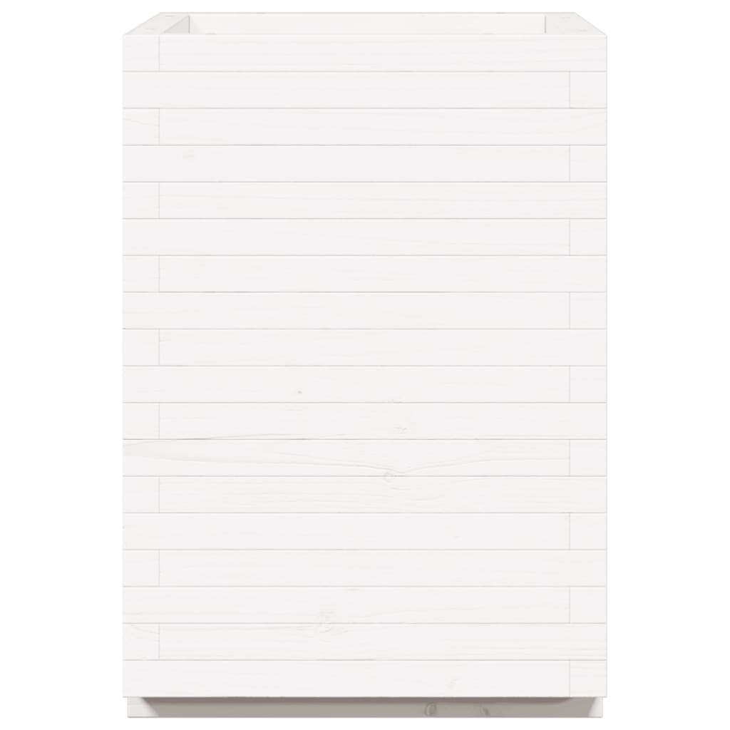 vidaXL Ζαρντινιέρα Λευκή. 50x50x72,5 εκ από Μασίφ Ξύλο Πεύκου