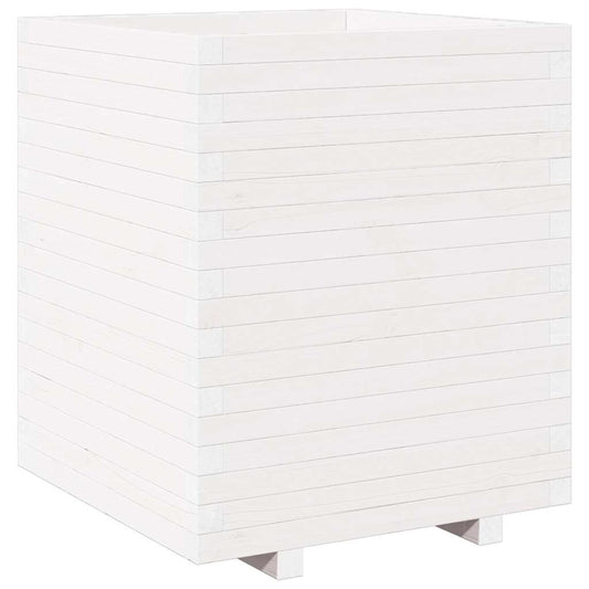 vidaXL Ζαρντινιέρα Κήπου Λευκή 60x60x72,5 εκ. από Μασίφ Ξύλο Πεύκου