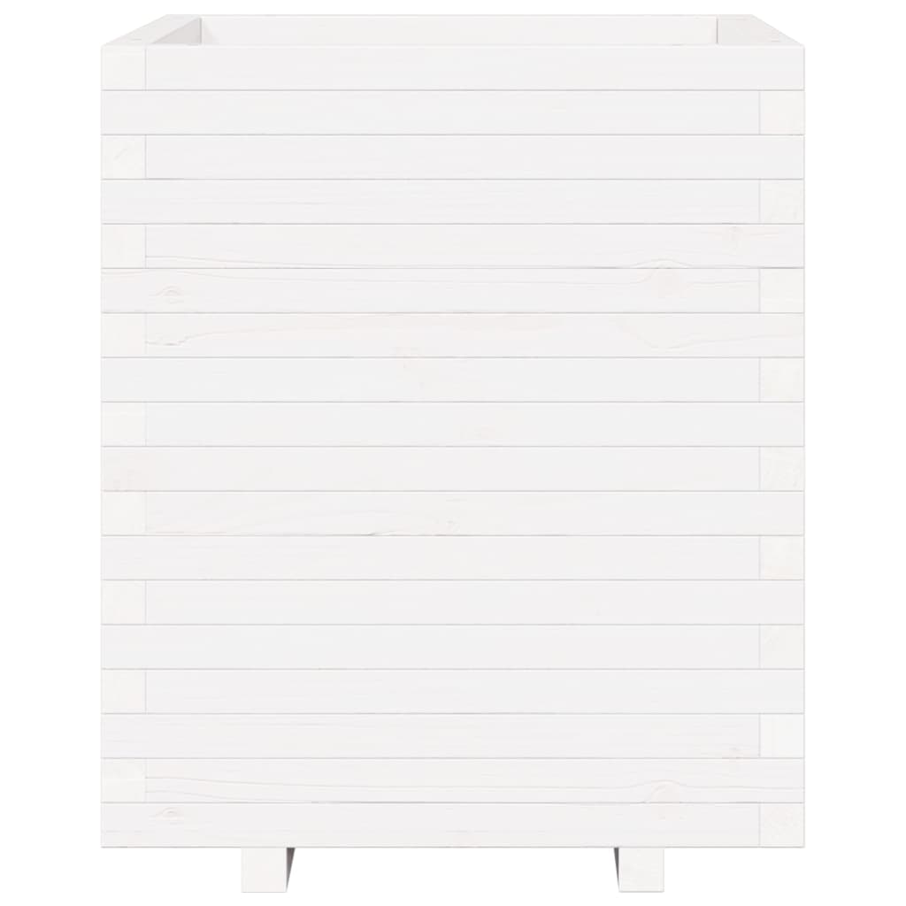 vidaXL Ζαρντινιέρα Κήπου Λευκή 60x60x72,5 εκ. από Μασίφ Ξύλο Πεύκου