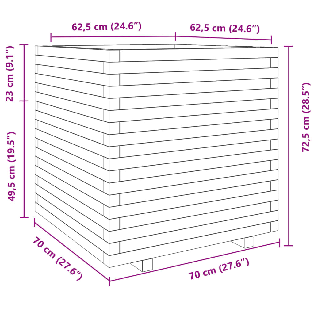 vidaXL Ζαρντινιέρα Κήπου 70x70x72,5 εκ. από Μασίφ Ξύλο Ψευδοτσούγκας