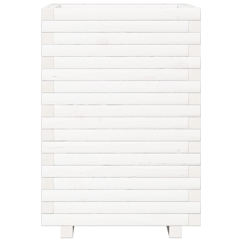 vidaXL Ζαρντινιέρα Κήπου Λευκή 50x50x72 εκ. από Μασίφ Ξύλο Πεύκου