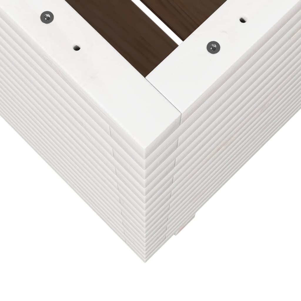 vidaXL Ζαρντινιέρα Κήπου Λευκή 60x60x72 εκ. από Μασίφ Ξύλο Πεύκου