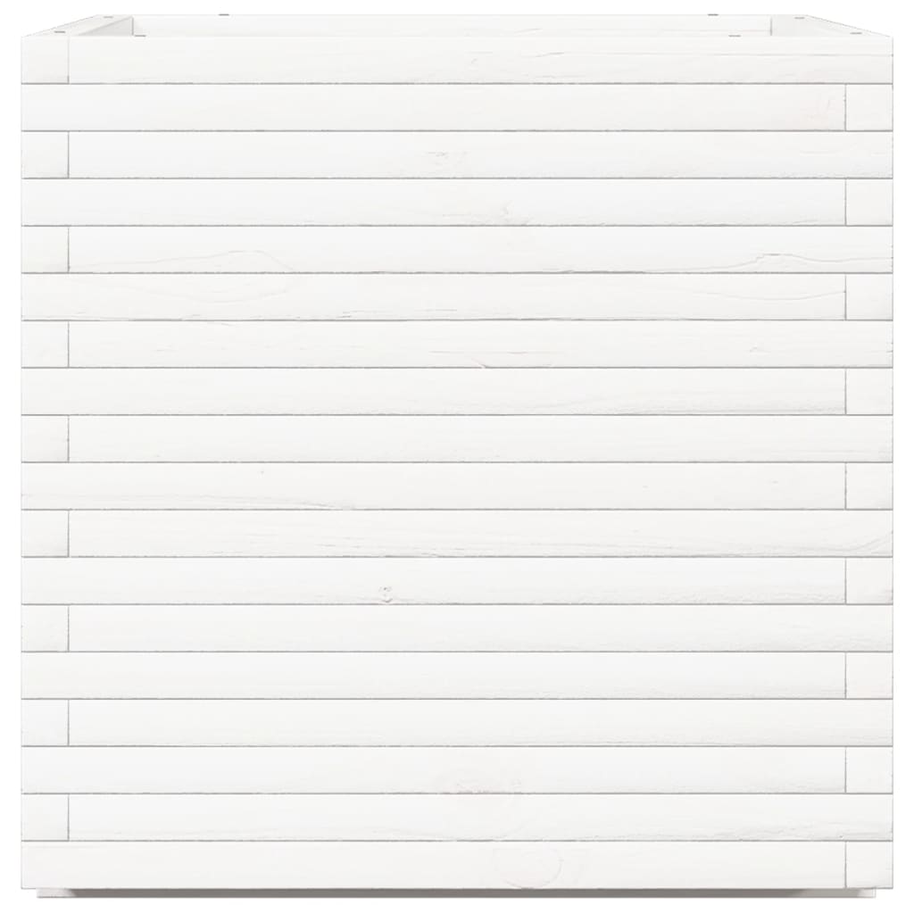 vidaXL Ζαρντινιέρα Λευκή 70x70x72 εκ. από Μασίφ Ξύλο Πεύκου