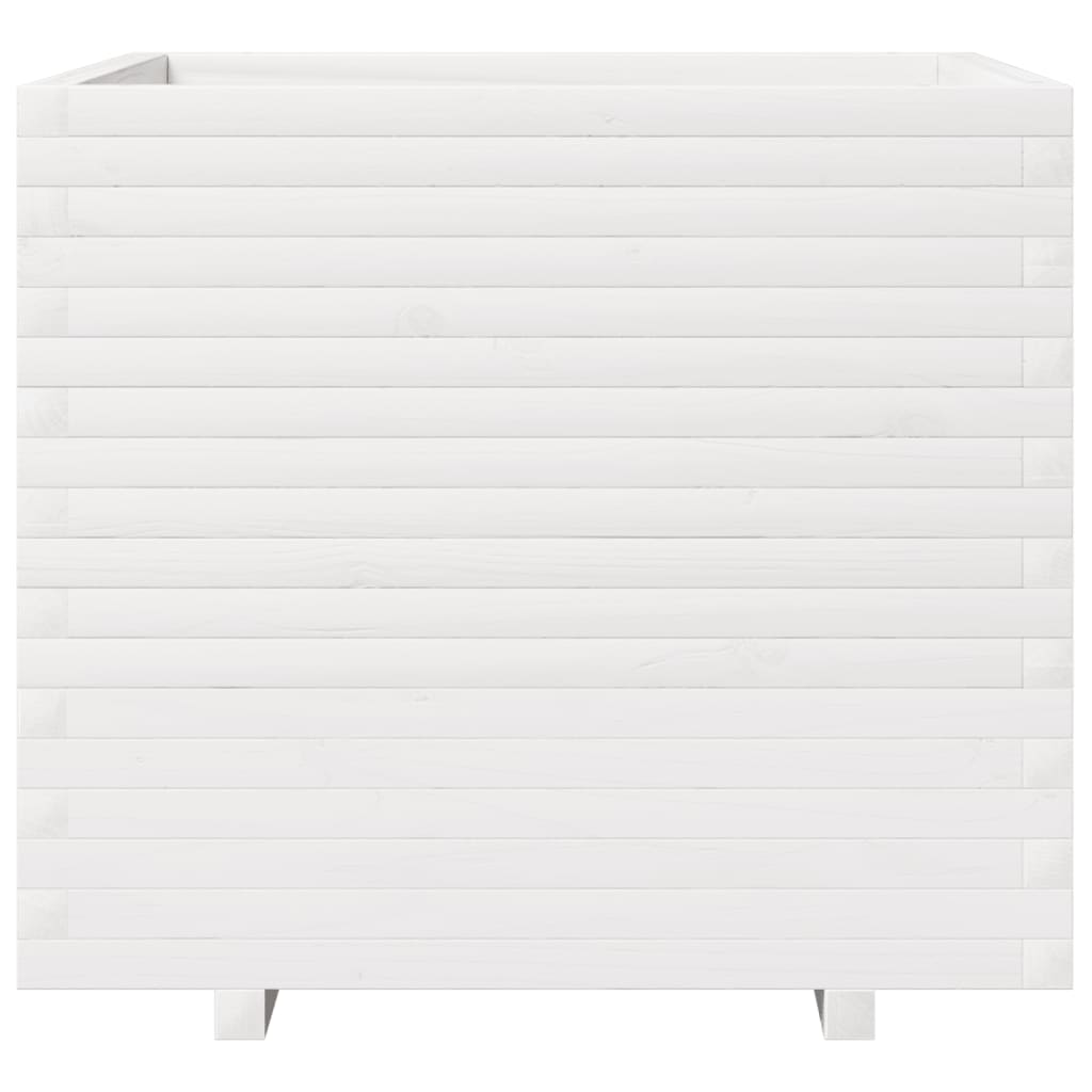 vidaXL Ζαρντινιέρα Λευκή 80x80x72 εκ. από Μασίφ Ξύλο Πεύκου