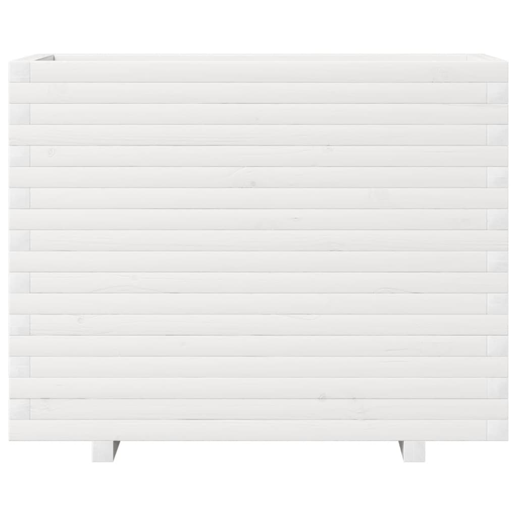 vidaXL Ζαρντινιέρα Λευκή 90x40x72 εκ. από Μασίφ Ξύλο Πεύκου