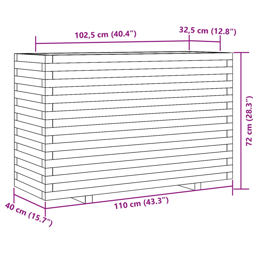 vidaXL Ζαρντινιέρα Καφέ Κεριού 110x40x72 εκ. από Μασίφ Ξύλο Πεύκου