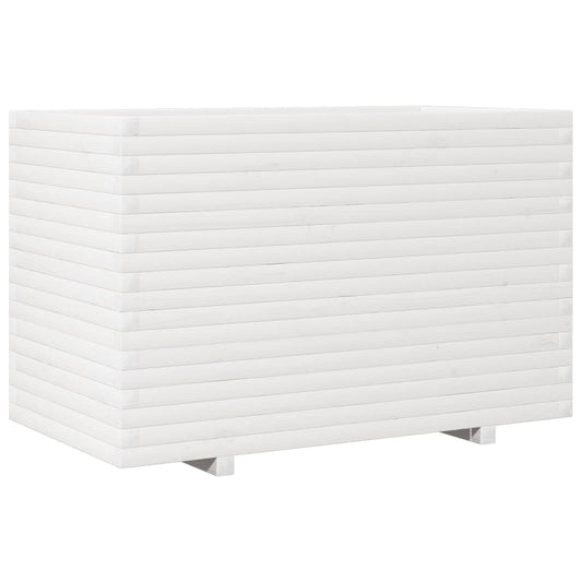 vidaXL Ζαρντινιέρα Λευκή 110x60x72 εκ. από Μασίφ Ξύλο Πεύκου