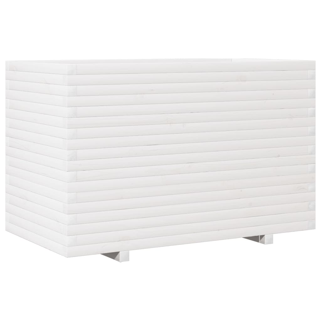 vidaXL Ζαρντινιέρα Λευκή 110x60x72 εκ. από Μασίφ Ξύλο Πεύκου