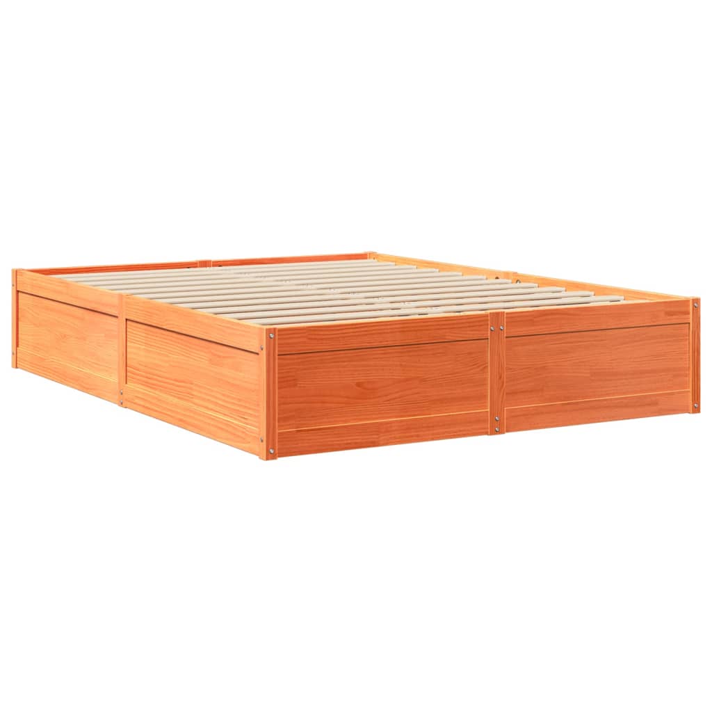 vidaXL Κρεβάτι με Στρώμα Καφέ Κεριού 160x200 εκ Μασίφ Ξύλο Πεύκου