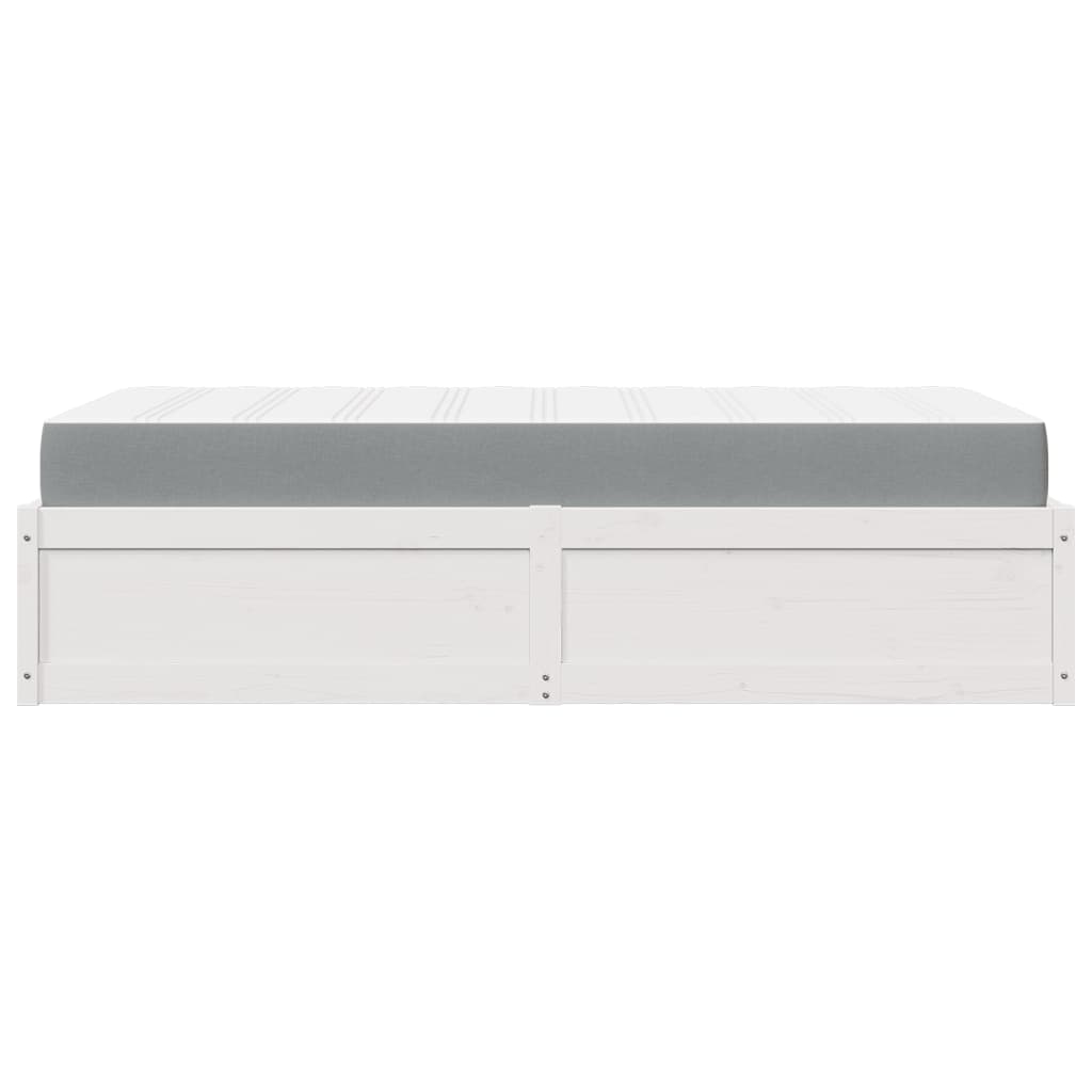 vidaXL Κρεβάτι με Στρώμα Λευκό 90x190 εκ Μασίφ Ξύλο Πεύκου