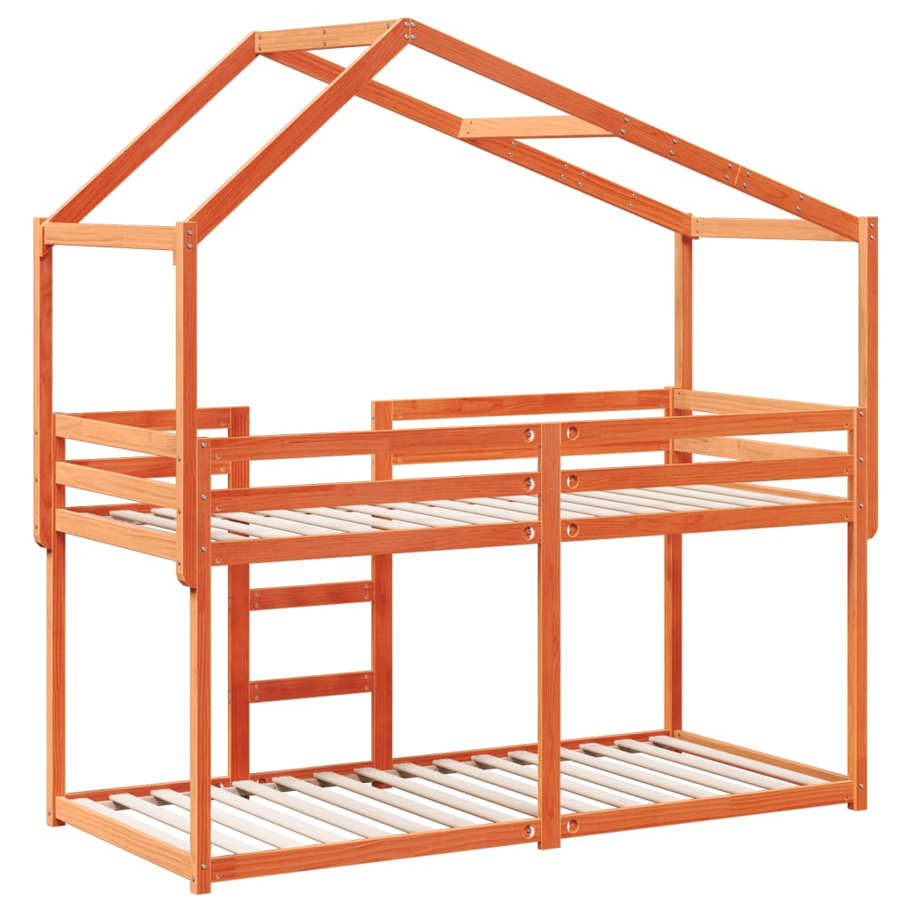 vidaXL Κουκέτα με Οροφή Καφέ Κεριού 80x200 εκ. από Μασίφ Ξύλο Πεύκου
