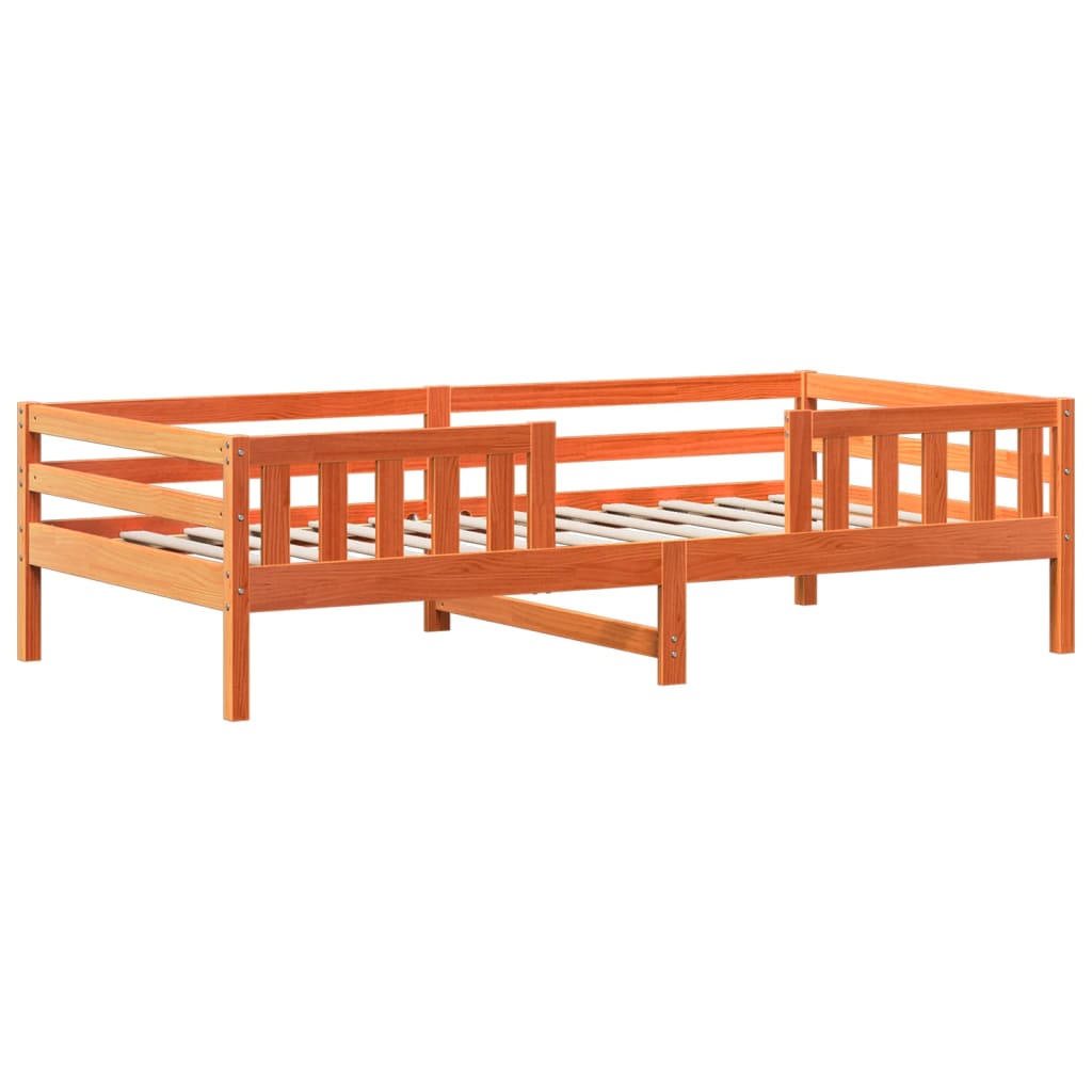 vidaXL Πλαίσιο Κρεβατιού με Οροφή Καφέ 100x200 εκ. Μασίφ Ξύλο Πεύκου
