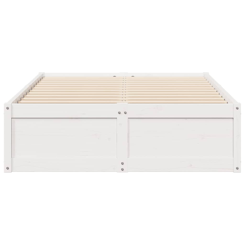 vidaXL Σκελετός Κρεβ. Χωρίς Στρώμα Λευκό 135x190 εκ Μασίφ Πεύκο