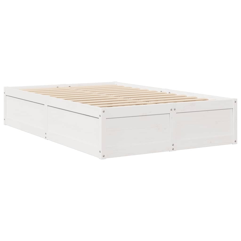 vidaXL Σκελετός Κρεβ. Χωρίς Στρώμα Λευκό 135x190 εκ Μασίφ Πεύκο