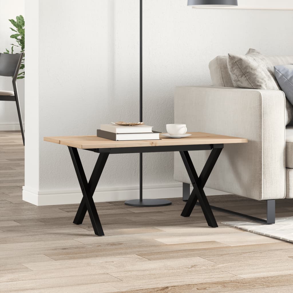 vidaXL Τραπεζάκι Σαλονιού Πλαίσιο X 80x50x40εκ Μασίφ Πεύκο/Ατσάλι