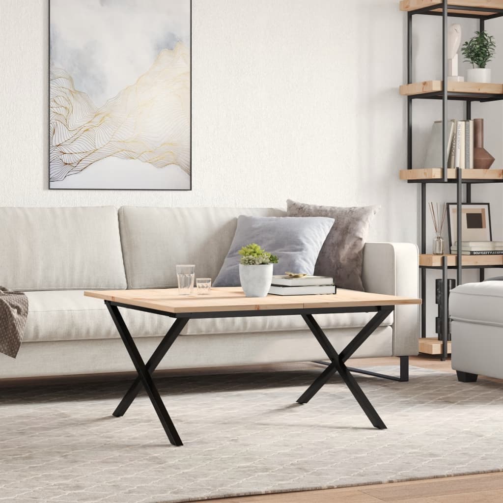 vidaXL Τραπεζάκι Σαλονιού Πλαίσιο Χ 90x90x45εκ Μασίφ Πεύκο/Ατσάλι