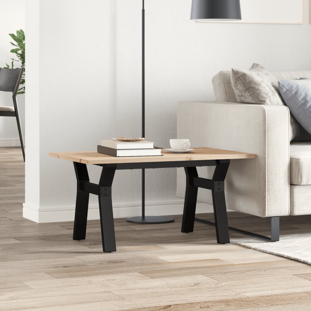 vidaXL Τραπεζάκι Σαλονιού Πλαίσιο Υ 80x50x40εκ Μασίφ Πεύκο/Ατσάλι