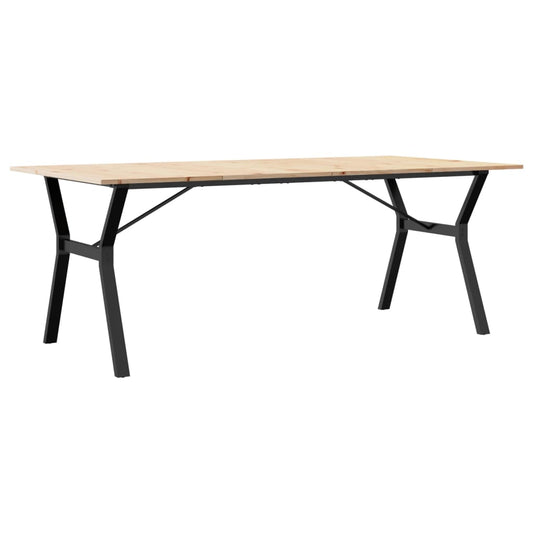 vidaXL Τραπέζι Τραπεζαρίας Πλαίσιο Υ Μασίφ Πεύκο/Ατσάλι