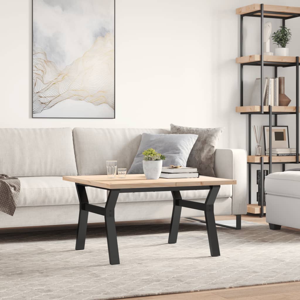 vidaXL Τραπεζάκι Σαλονιού Πλαίσιο Y Μασίφ Πεύκο/Ατσάλι