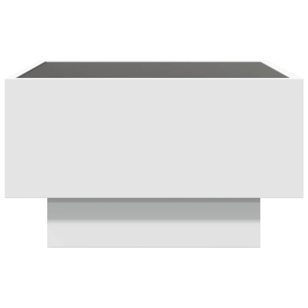 vidaXL Τραπεζάκι Σαλονιού με LED Λευκό 50x50x30 εκ. Επεξεργασμένο Ξύλο