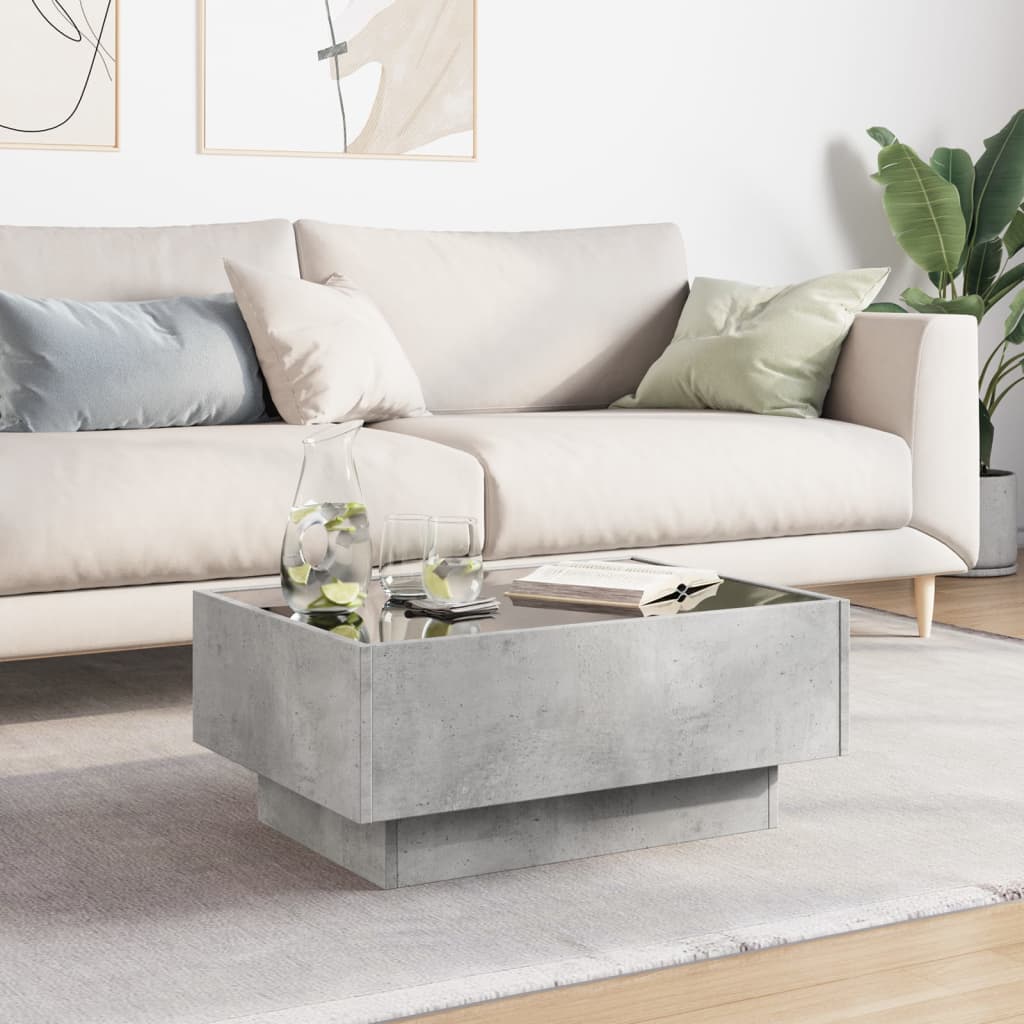 vidaXL Τραπεζάκι Σαλονιού με LED Γκρι 70x50x30 εκ. Επεξεργασμένο Ξύλο