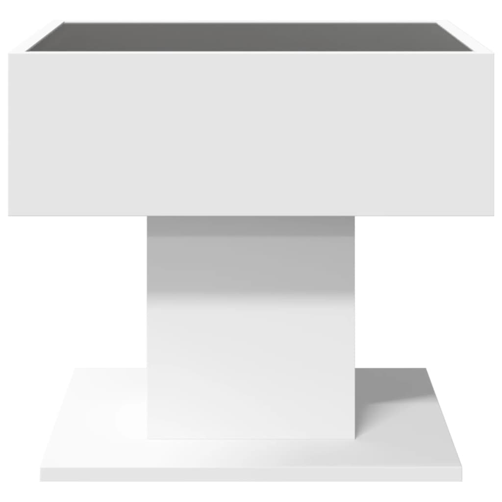 vidaXL Τραπεζάκι Σαλονιού με LED Λευκό 50x50x45 εκ. Επεξεργασμένο Ξύλο