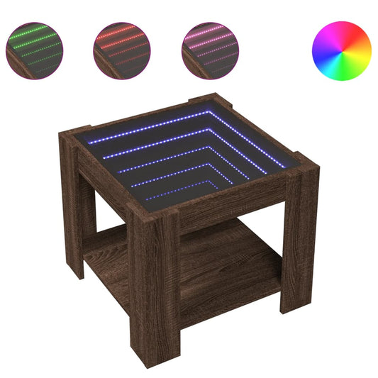 vidaXL Τραπεζάκι Σαλονιού με LED Δρυς 53x53x45 εκ. Επεξεργασμένο Ξύλο