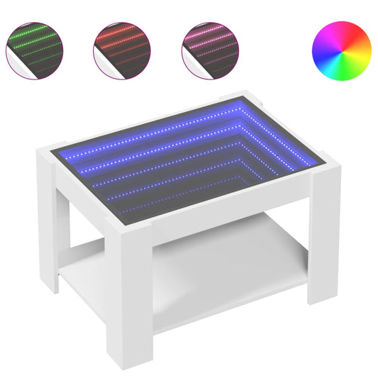 vidaXL Τραπεζάκι Σαλονιού με LED Λευκό 73x53x45 εκ. Επεξεργασμένο Ξύλο