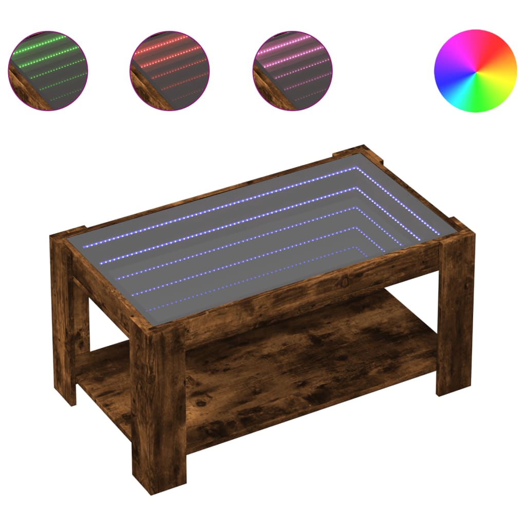 vidaXL Τραπεζάκι Σαλονιού με LED Δρυς 93x53x45 εκ. Επεξεργασμένο Ξύλο