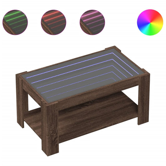 vidaXL Τραπεζάκι Σαλονιού με LED Δρυς 93x53x45 εκ. Επεξεργασμένο Ξύλο