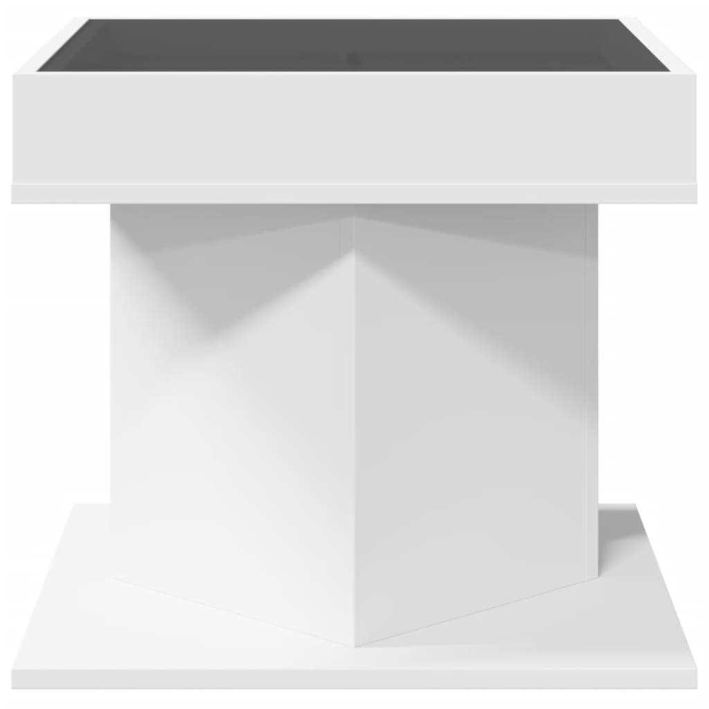 vidaXL Τραπεζάκι Σαλονιού με LED Λευκό 50x50x45 εκ. Επεξεργασμένο Ξύλο