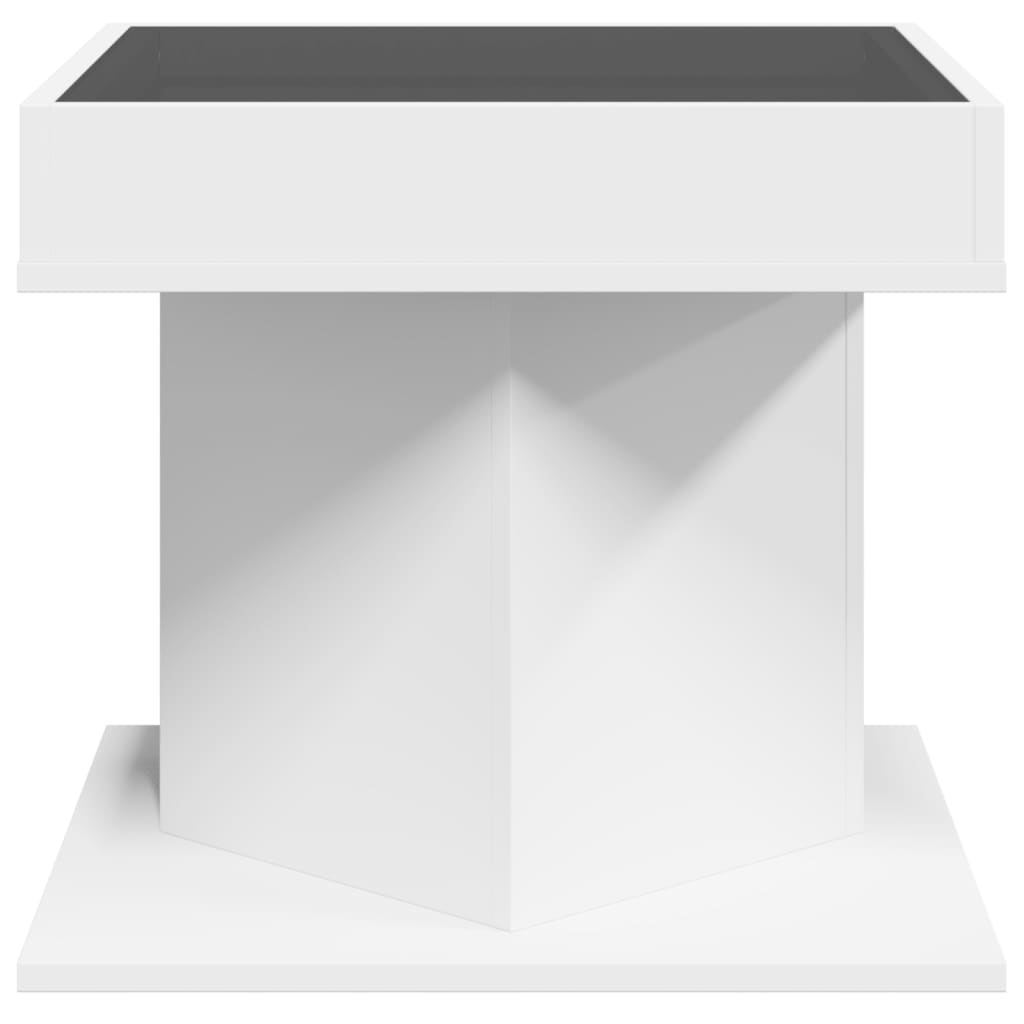 vidaXL Τραπεζάκι Σαλονιού με LED Λευκό 50x50x45 εκ. Επεξεργασμένο Ξύλο