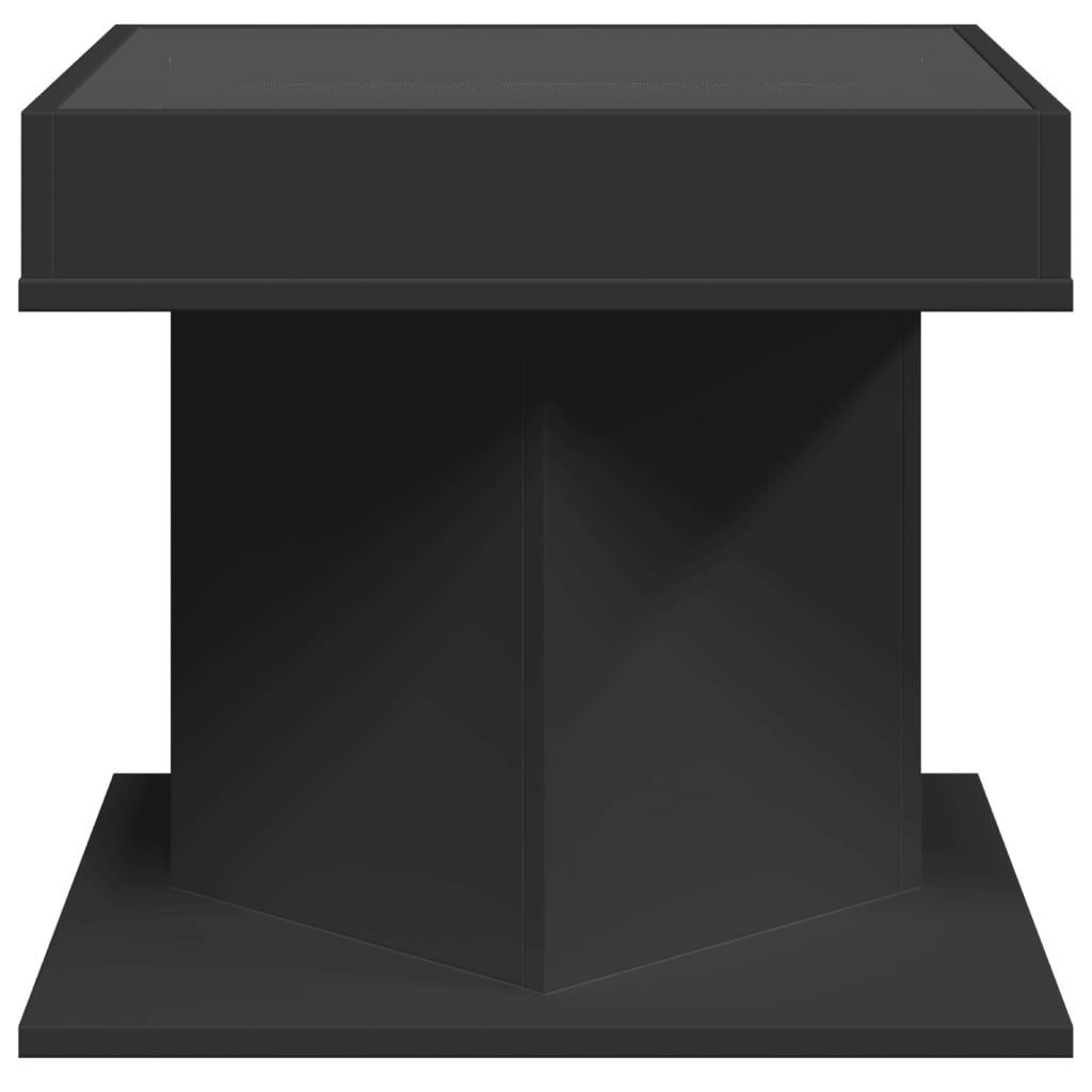 vidaXL Τραπεζάκι Σαλονιού με LED Μαύρο 50x50x45 εκ. Επεξεργασμένο Ξύλο