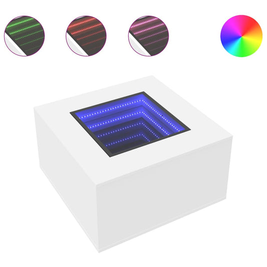 vidaXL Τραπεζάκι Σαλονιού με LED Λευκό 60x60x40 εκ. Επεξεργασμένο Ξύλο