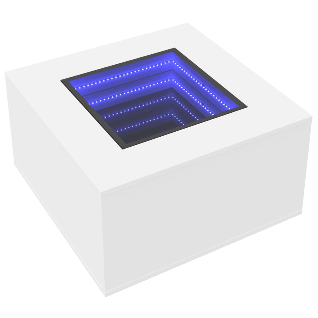 vidaXL Τραπεζάκι Σαλονιού με LED Λευκό 60x60x40 εκ. Επεξεργασμένο Ξύλο