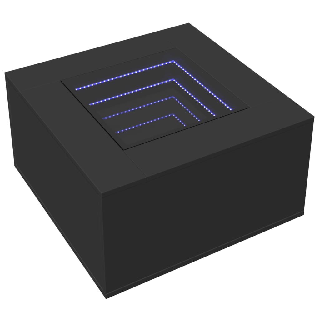 vidaXL Τραπεζάκι Σαλονιού με LED Μαύρο 60x60x40 εκ. Επεξεργασμένο Ξύλο