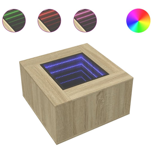 vidaXL Τραπεζάκι Σαλονιού με LED Δρυς 60x60x40 εκ. Επεξεργασμένο Ξύλο