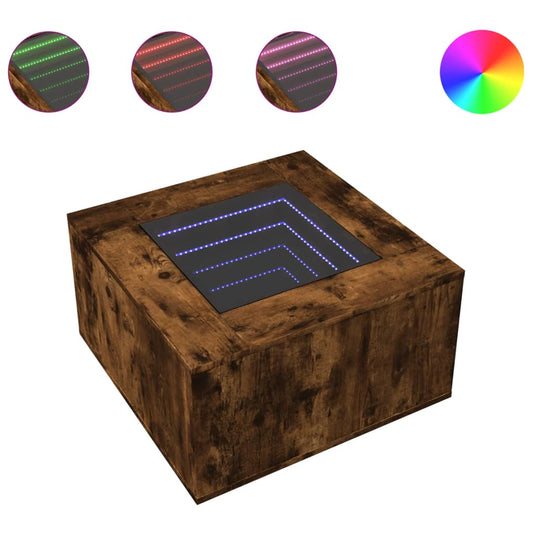 vidaXL Τραπεζάκι Σαλονιού με LED Δρυς 60x60x40 εκ. Επεξεργασμένο Ξύλο