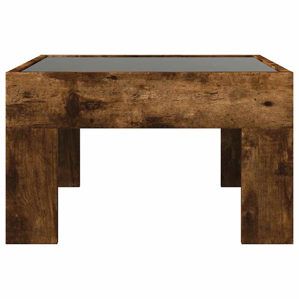 vidaXL Τραπεζάκι Σαλονιού Άπειρο Φως LED Καπνιστή Δρυς 50x50x30 εκ.