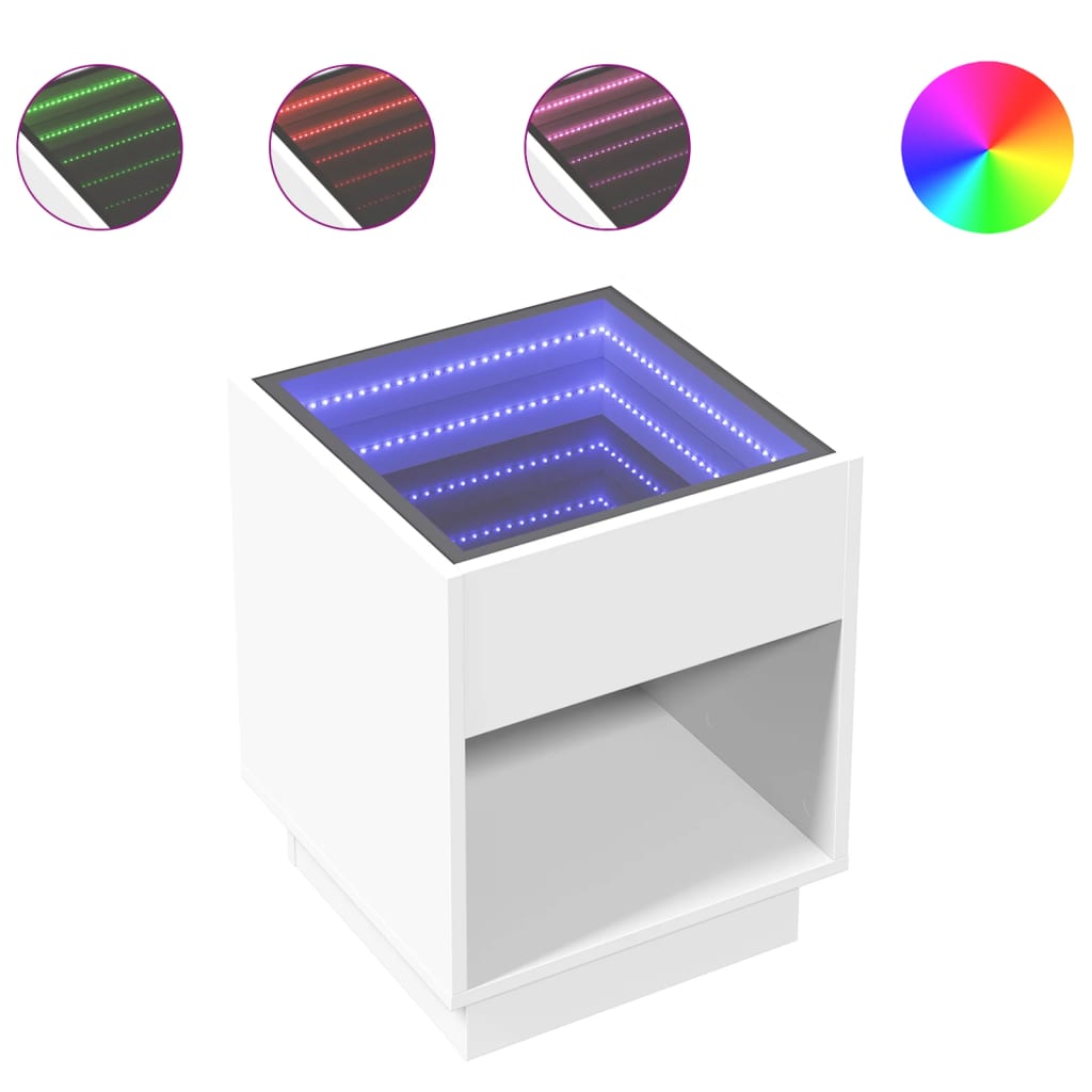 vidaXL Τραπεζάκι Σαλονιού Infinity LED Λευκό 40x40x50 εκ.