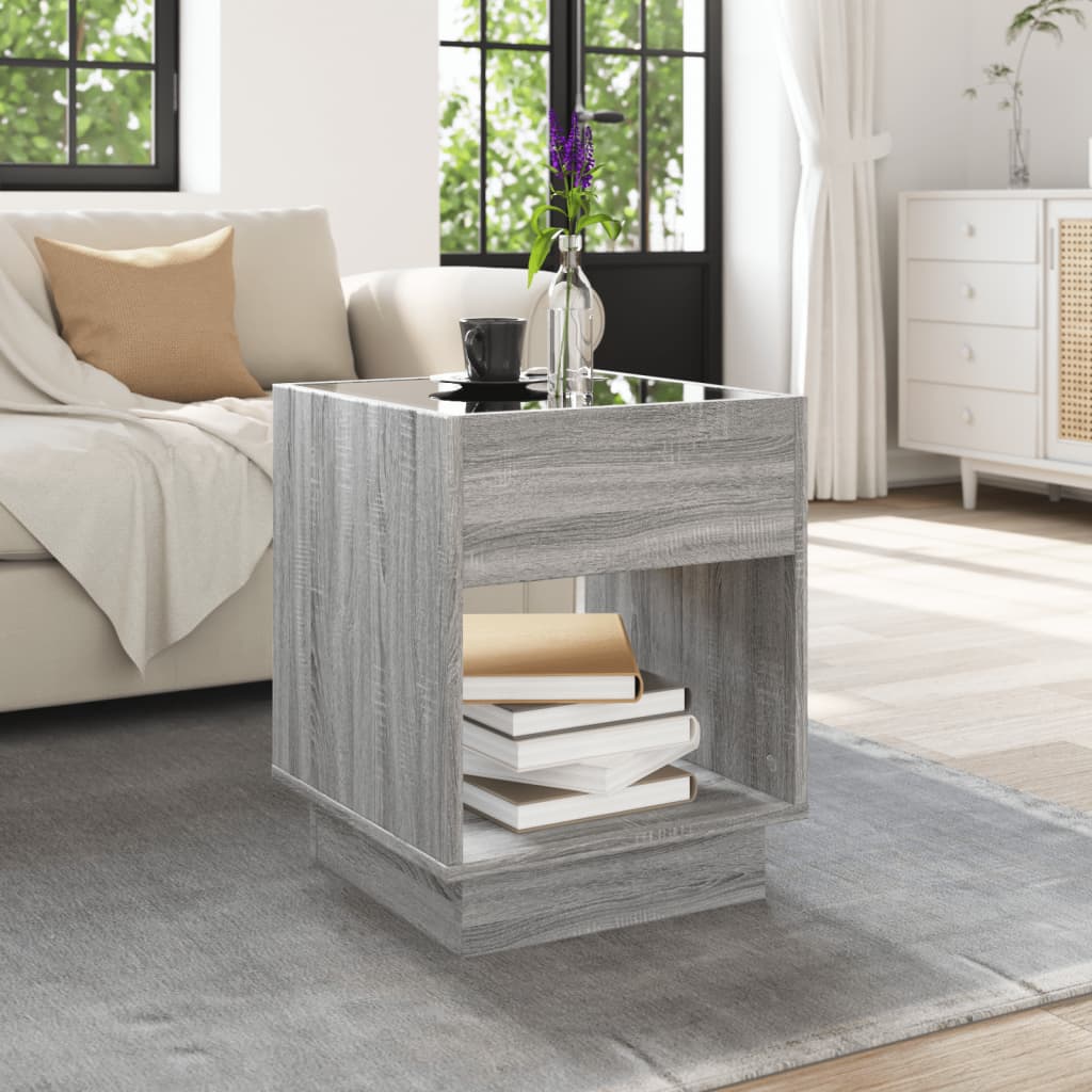 vidaXL Τραπεζάκι Άπειρο Φως LED Γκρι Sonoma 40x40x50 εκ.