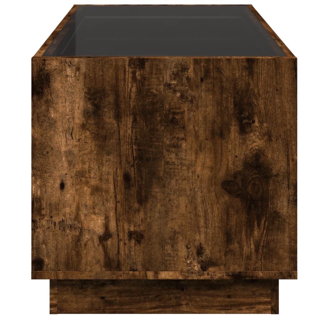 vidaXL Τραπεζάκι Σαλονιού Άπειρο Φως LED Καπνιστή Δρυς 70x50x50 εκ.