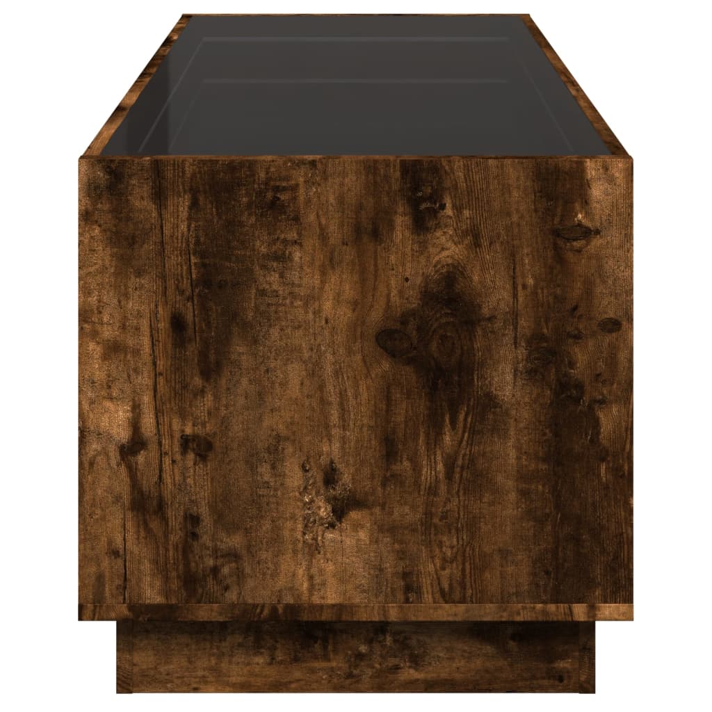 vidaXL Τραπεζάκι Σαλονιού Άπειρο Φως LED Καπνιστή Δρυς 90x50x50 εκ.