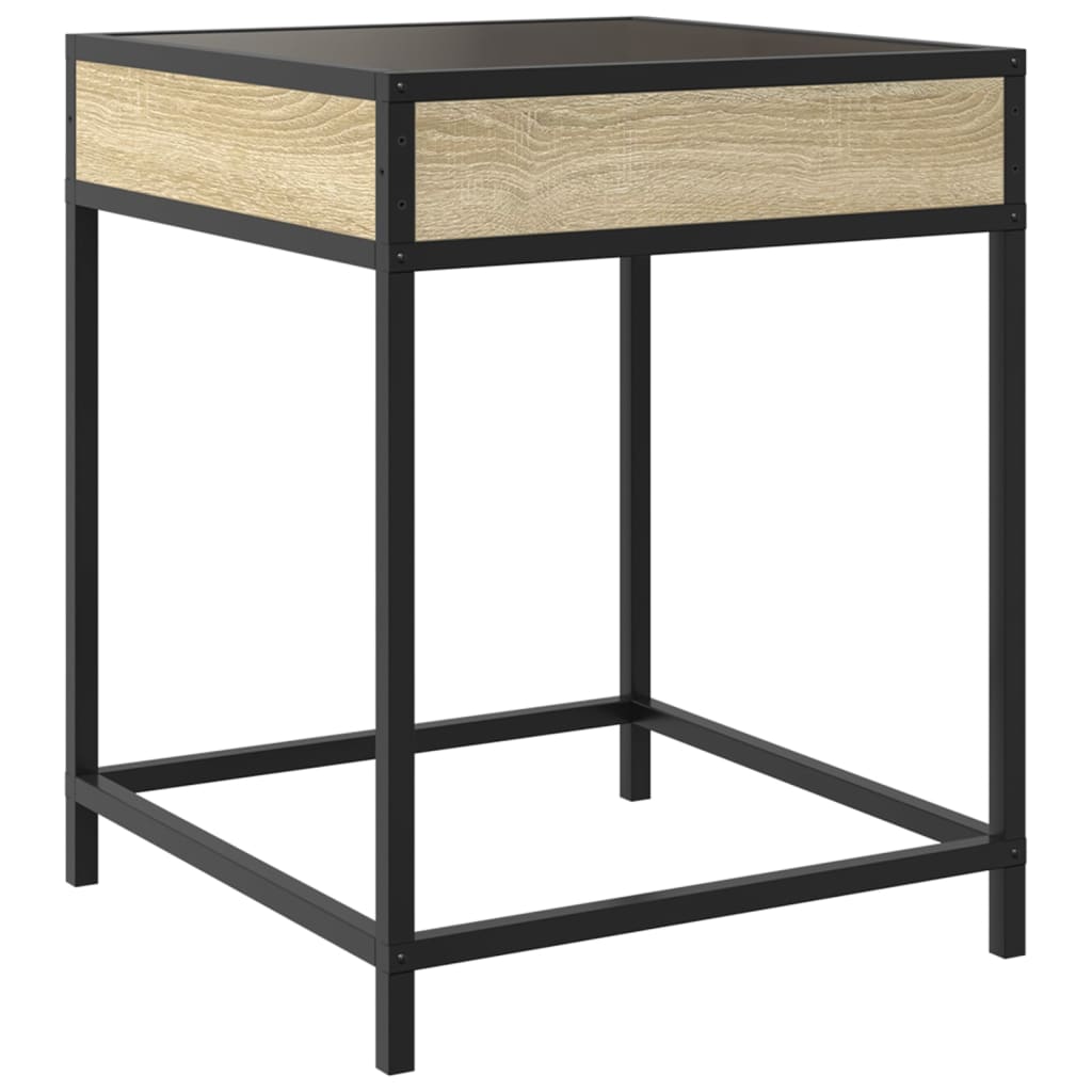 vidaXL Τραπεζάκι Σαλονιού Άπειρο Φως LED Sonoma Δρυς 40x40x51 εκ.