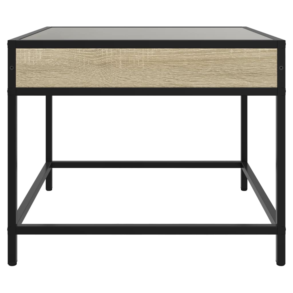 vidaXL Τραπεζάκι Σαλονιού Άπειρο Φως LED Sonoma Δρυς 50x50x41 εκ.