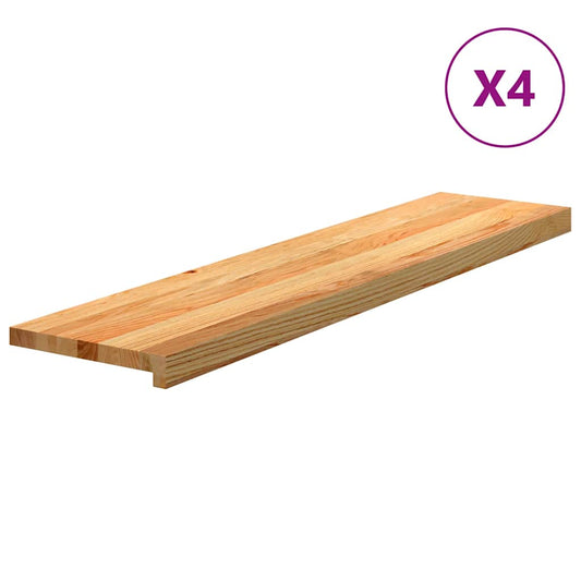 vidaXL Πατάκια Σκάλας 4 τεμ. Ανοιχτό Καφέ 110x30x2 cm Ξύλο Δρυός