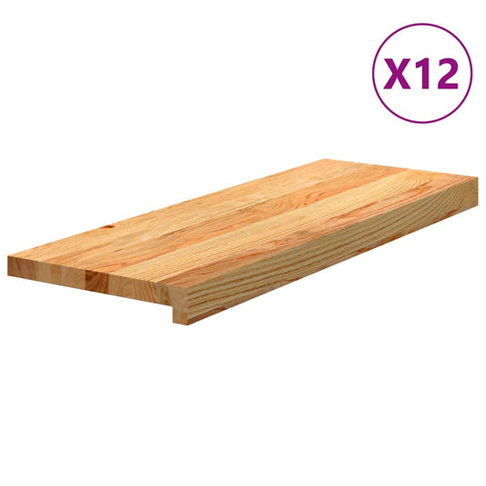 vidaXL Πατάκια Σκάλας 12 τεμ. Ανοιχτό Καφέ 70x25x2 cm Ξύλο Δρυός
