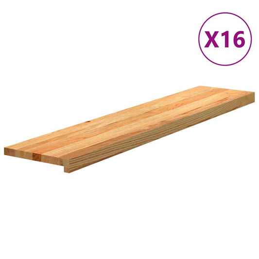 vidaXL Πατάκια Σκάλας 16 τεμ. Ανοιχτό Καφέ 120x30x2 cm Ξύλο Δρυός
