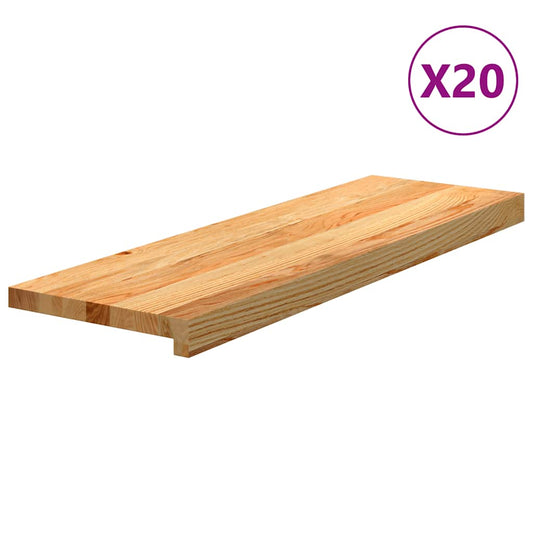 vidaXL Πατάκια Σκάλας 20 τεμ. Ανοιχτό Καφέ 80x30x2 cm Ξύλο Δρυός