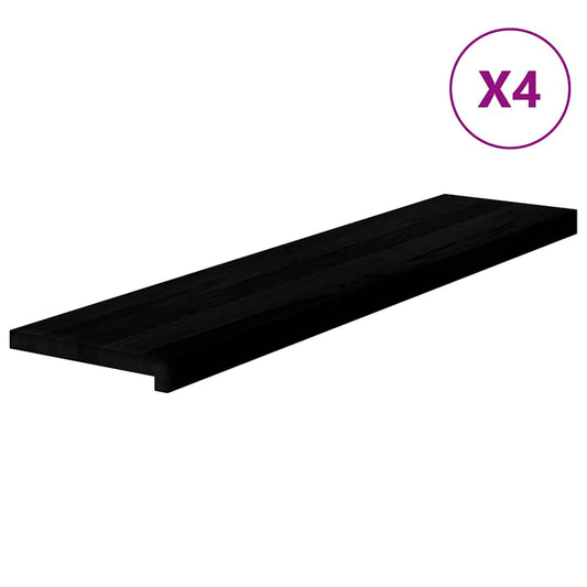 vidaXL Πατάκια Σκάλας 4 τεμ. Καφέ-Μαύρο 110x25x2 cm Ξύλο Δρυός